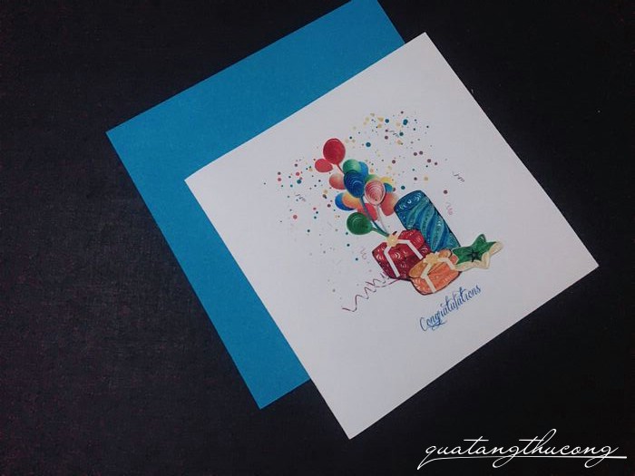 Thiệp chúc mừng quilling bong bóng